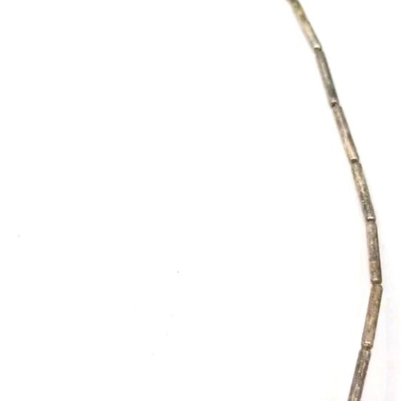 Vintage 17" Liquid Silver Double Layer Necklace Blue Stone - Picture 5 of 10